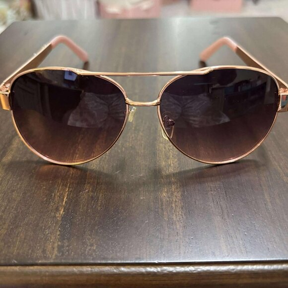Rose Gold & Brown Tinted Sunglasses with Bling on the sides - Picture 1 of 7